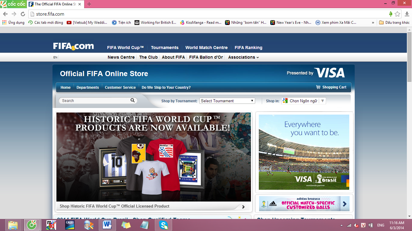 FIFA mở trang b&aacute;n h&agrave;ng online cho World Cup 2014