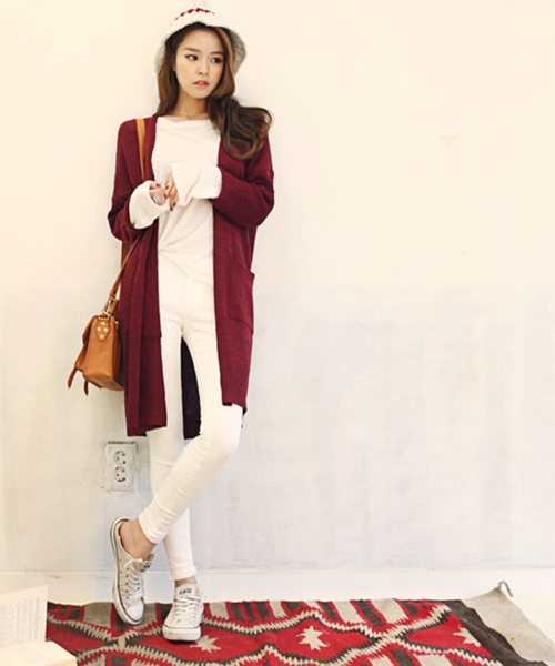 Cardigan d&aacute;ng d&agrave;i mix cùng legging r&acirc;́t t&ocirc;n dáng 