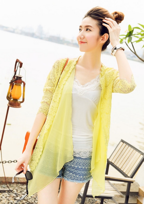 &Aacute;o kho&aacute;c h&egrave; cardigan ren, lưới vừa thanh lịch vừa nữ t&iacute;nh