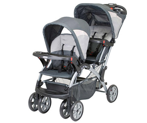 Xe đẩy Baby Trend Sit 'n Stand: Ph&ugrave; hộ với gia đ&igrave;nh c&oacute; 2 đứa con nhỏ. Chiếc xe đẩy đ&ocirc;i n&agrave;y c&oacute; 2 chỗ ngồi cho 2 b&eacute;. Ghế trước c&oacute; thể dễ d&agrave;ng th&aacute;o ra nếu kh&ocirc;ng d&ugrave;ng đến.