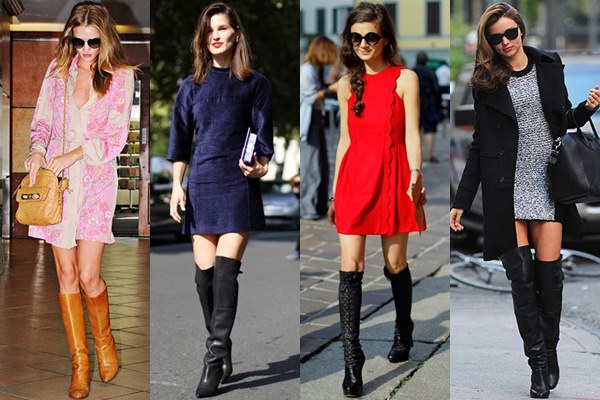 Nhẹ nh&agrave;ng v&agrave; nữ t&iacute;nh khi kết hợp boots cao cổ với v&aacute;y ngắn