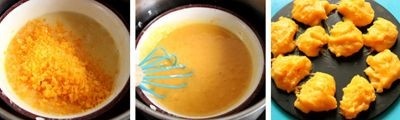 Cho đường, bơ, sữa, gelatin ng&acirc;m mềm v&agrave;o b&aacute;t, chưng c&aacute;ch thủy cho hỗn hợp tan hết. Kế đến, th&ecirc;m sữa đặc, bột bắp, bột sữa v&agrave;o.