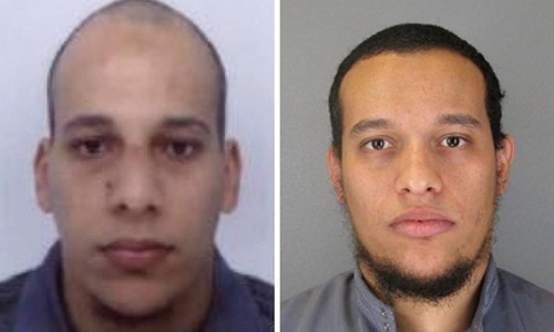 Hai thủ phạm g&acirc;y ra vụ tấn c&ocirc;ng khiến 12 người thiệt mạng tại t&ograve;a soạn tạp ch&iacute; Charlie Hebdo. Ảnh AFP 
