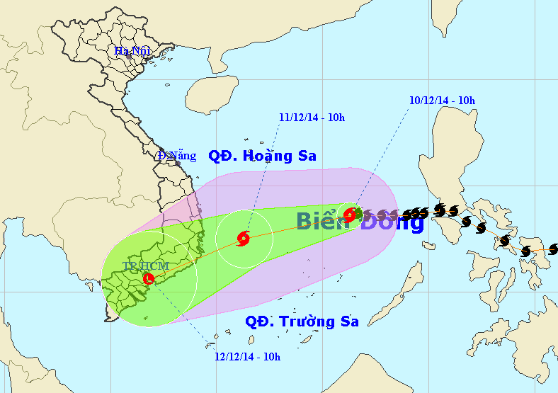 Vị trí và dự báo đường đi của bão số 5 (bão Hagupit) Vị trí và dự báo đường đi của bão số 5 (bão Hagupit)