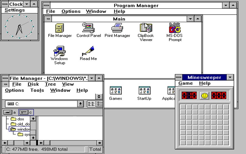 Hệ điều h&agrave;nh Windows 3 được Microsoft ph&aacute;t h&agrave;nh v&agrave;o năm 1990