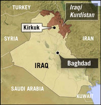 Vị tr&iacute; th&agrave;nh phố Kirkuk