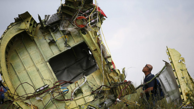 Hiện trường vụ rơi m&aacute;y bay MH17 ở miền đ&ocirc;ng Ukraine.