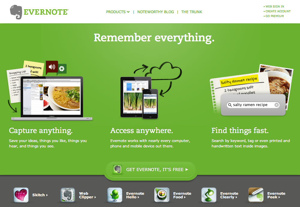Evernote l&agrave; một ứng dụng hữu &iacute;ch gi&uacute;p quản l&yacute; thời gian v&agrave; n&acirc;ng cao năng suất c&ocirc;ng việc