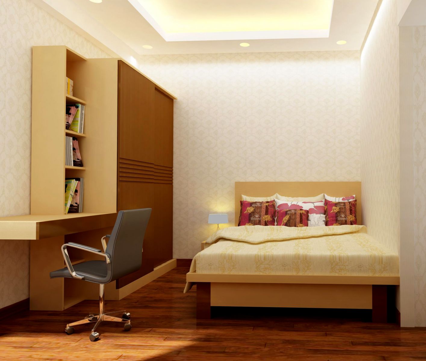B&agrave;i tr&iacute; ph&ograve;ng ngủ nhỏ với m&agrave;u sắc đối lập đem lại cho căn ph&ograve;ng một phong c&aacute;ch đặc trưng ri&ecirc;ng