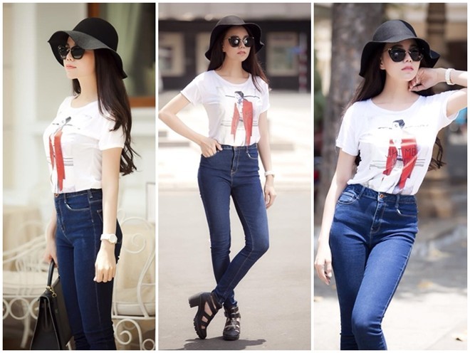 Qu&acirc;̀n jean mix với áo ph&ocirc;ng mang lại sự khỏe khoắn, năng đ&ocirc;̣ng