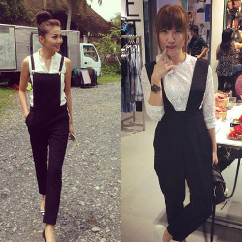 Thanh Hằng, Yến Nhi chọn quần yếm vải v&agrave; &aacute;o sơ mi nữ t&iacute;nh