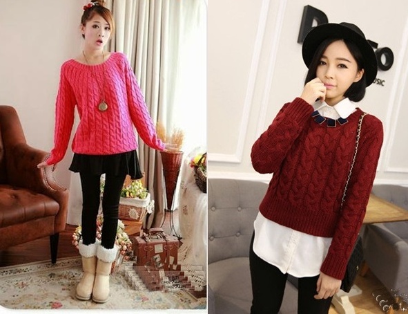 Những mũi đan vặn thừng tr&ecirc;n &aacute;o len sẽ l&agrave; điểm nhấn duy nhất tr&ecirc;n bộ trang phục của c&aacute;c n&agrave;ng
