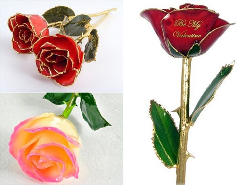 Những b&ocirc;ng hoa hồng được mạ v&agrave;ng viền c&aacute;nh c&oacute; khắc th&ecirc;m chữ l&agrave; m&oacute;n qu&agrave; tặng Valentine ngọt ng&agrave;o cho c&aacute;c c&ocirc; g&aacute;i