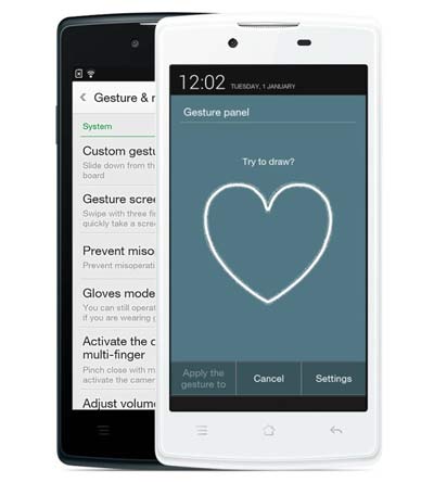 Oppo Neo trang bị m&agrave;n h&igrave;nh 4,5 inch độ ph&acirc;n giải 480 x 800 pixel cho mật độ điểm ảnh 207 ppi