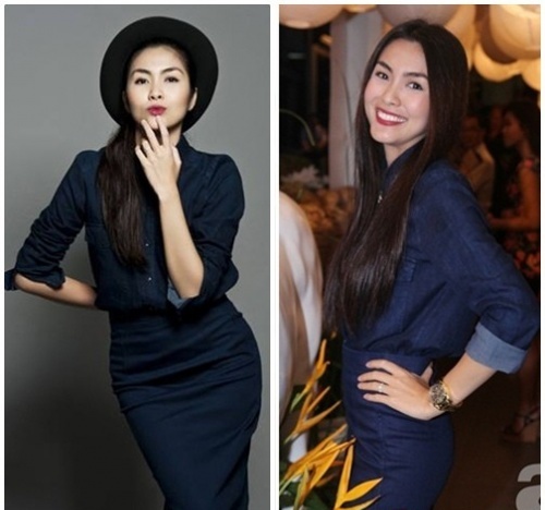 Tăng Thanh H&agrave; thanh lịch v&agrave; quyến rũ trong trang phục denim on denim
