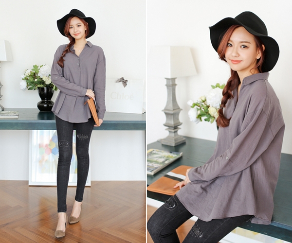 &Aacute;o sơ mi d&aacute;ng rộng v&agrave; quần skinny l&agrave; một cặp chuẩn cho thời trang c&ocirc;ng sở