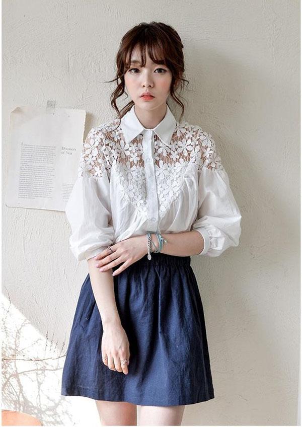 Thời trang c&ocirc;ng sở sẽ bớt nh&agrave;m ch&aacute;n v&agrave; cứng nhắc hơn với sơ mi phối ren