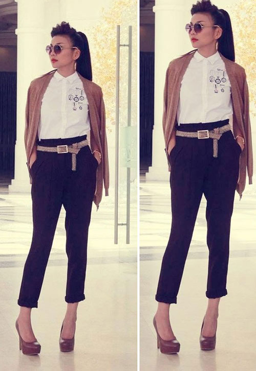 Qu&acirc;̀n &acirc;u mix cùng sơ mi và cardigan cho m&ocirc;̣t b&ocirc;̣ đ&ocirc;̀ 'chu&acirc;̉n thu'