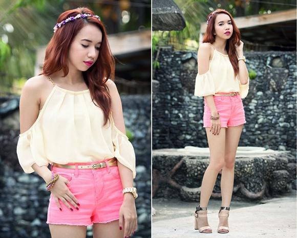 &Aacute;o cut-out v&agrave; quần short mang lại vẻ trẻ trung, năng động cho bạn g&aacute;i