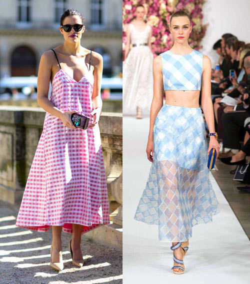 Họa tiết Gingham quen thuộc v&agrave; tiếp tục 'l&ecirc;n ng&ocirc;i' tr&ecirc;n c&aacute;c s&agrave;n diễn thời trang