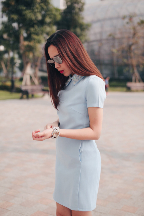 Lưu Hương Giang giản dị m&agrave; kh&ocirc;ng k&eacute;m phần thu h&uacute;t với thời trang h&egrave; m&agrave;u pastel