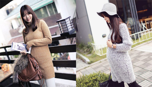 B&agrave; bầu c&oacute; thể chọn thời trang Tết 2015 l&agrave; những chiếc &aacute;o len d&aacute;ng d&agrave;i 
