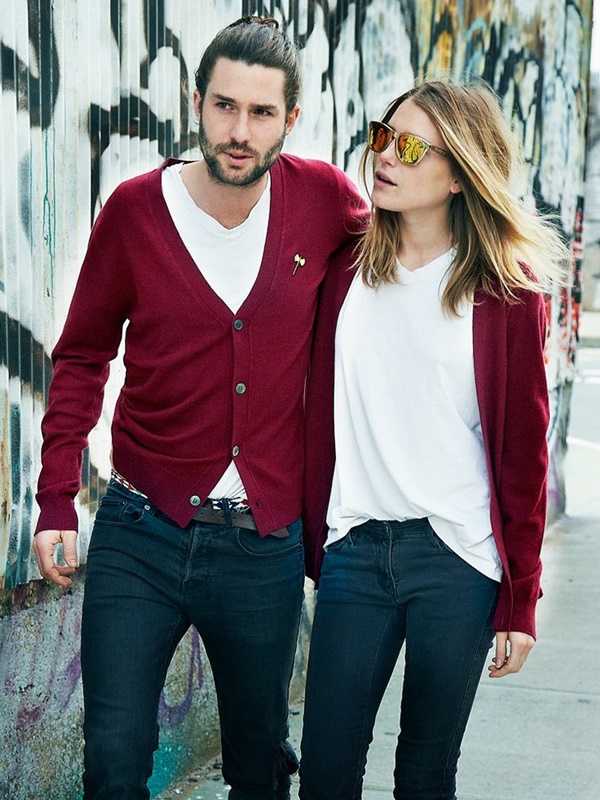 Thời trang Valentine l&agrave; &aacute;o cardigan đồng m&agrave;u đơn giản v&agrave; ấn tượng
