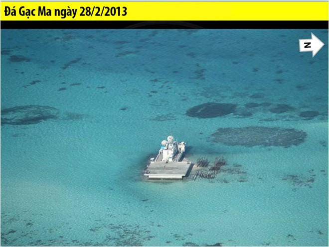 Năm 2013, máy bay do thám của Philippines phát hiện Bắc Kinh đã hoàn thành cơ sở hạ tầng kiên cố bằng bê tông trên rạn san hô ngầm