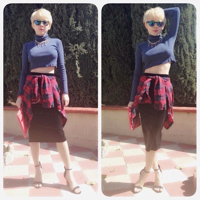 Tóc Ti&ecirc;n chứng tỏ gu thời trang sành đi&ecirc;̣u khi di&ecirc;̣n áo crop-top kín c&ocirc;̉ cá tính