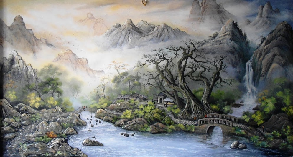tr&aacute;nh treo tranh sơn thủy trong ph&ograve;ng ngủ