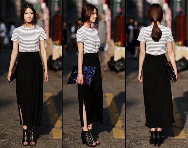 Diện v&aacute;y maxi phối c&ugrave;ng &aacute;o ph&ocirc;ng dạo phố vừa năng động vừa quyến rũ