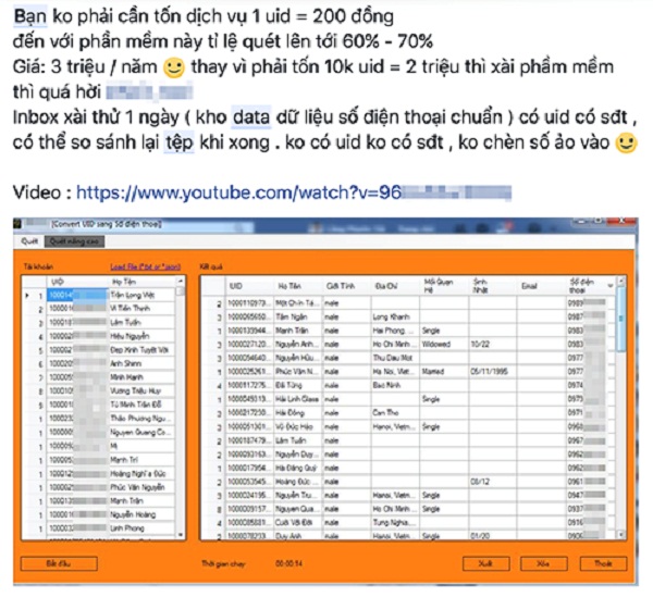 Những lời rao b&aacute;n dữ liệu từ Facebook xuất hiện tr&agrave;n lan tr&ecirc;n mạng