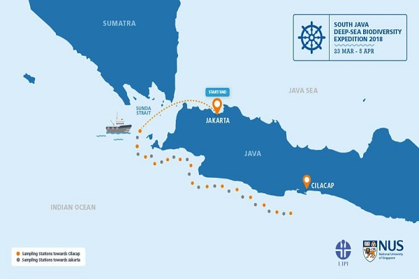 Đo&agrave;n th&aacute;m hiểm khởi h&agrave;nh từ Jakarta, qua eo biển Sunda v&agrave; cập cảng Cilacap của Indonesia, ở ph&iacute;a nam T&acirc;y Java. Ảnh: SJADES 2018.