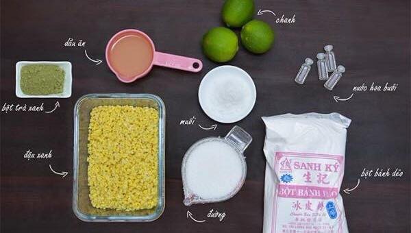 C&aacute;c nguy&ecirc;n liệu trong c&aacute;ch l&agrave;m b&aacute;nh dẻo nh&acirc;n đậu xanh thơm ngon