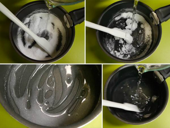 C&aacute;c bước l&agrave;m hỗn hợp bột rau c&acirc;u l&agrave; đường trong c&aacute;ch l&agrave;m b&aacute;nh mochi nước