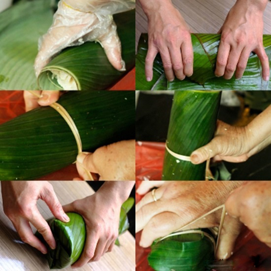 D&ugrave;ng l&aacute; chuối g&oacute;i gi&ograve; để gi&ograve; thơm hơn