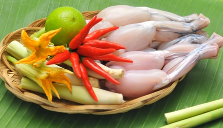 C&aacute;c nguy&ecirc;n liệu cho m&oacute;n ếch x&agrave;o mướp hương thơm ngon