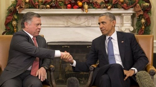 Tổng thống Mỹ, Barack Obama v&agrave; Quốc vương Jordan Abdullah II trong cuộc gặp v&agrave;o th&aacute;ng 12.2014