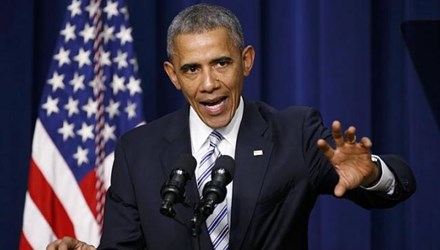 Tổng thống Mỹ Barack Obama ph&aacute;t biểu tại hội nghị quốc tế cấp cao về chống khủng bố h&ocirc;m 18/2