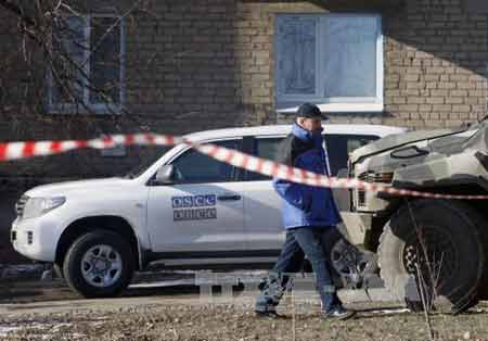 Một giám sát viên OSCE tại Solodar, Donetsk