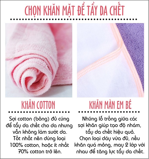 Chọn khăn mặt ph&ugrave; hợp để tẩy da chết l&agrave; bước l&agrave;m quan trọng