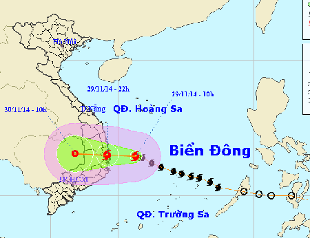 Tin tức mới cập nhật 24h ng&agrave;y 29/11: B&atilde;o số 4 đang đi với tốc độ trung b&igrave;nh 15km/h, khoảng c&aacute;ch t&acirc;m b&atilde;o với đất liền chỉ c&ograve;n 210km