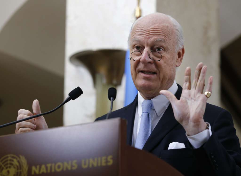 &Ocirc;ng Staffan de Mistura cho biết nh&oacute;m hỗ trợ quốc tế do Mỹ v&agrave; Nga dẫn đầu đ&atilde; nhận được đề xuất v&agrave; đang xem x&eacute;t, theo tình hình chi&ecirc;́n sự Syria mới nh&acirc;́t 