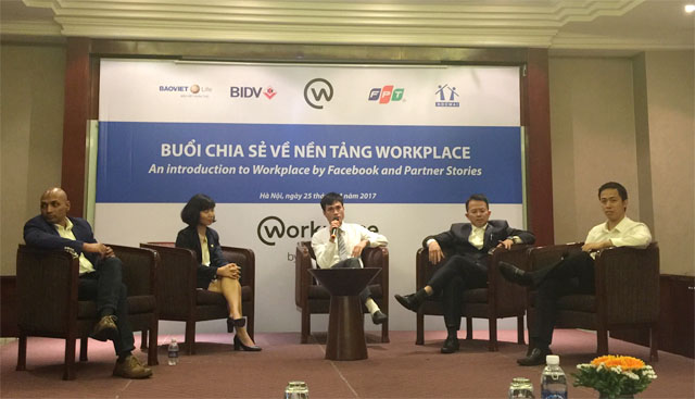  Đại diện Facebook v&agrave; Link Đăng Nhập Nhà cái 13Win16.Com tại buổi chia sẻ về Workplace. Ảnh: B&aacute;o Đầu tư