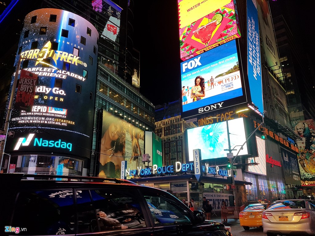 Hình ảnh chụp buổi tối ở New York, trên quảng trường Thời đại. Ảnh: Zing.vn
