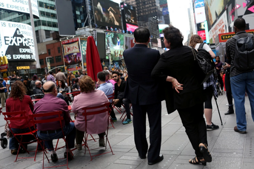 Vợ chồng dì ruột Kim Jong-un tại New York. Ảnh: AP