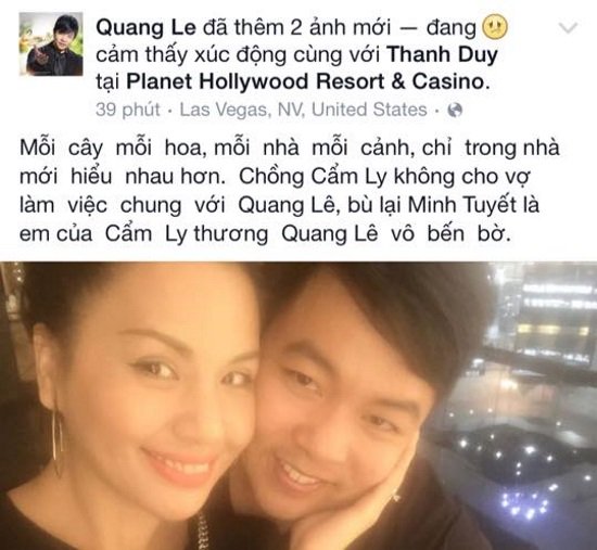Đoạn chia sẻ của Quang L&ecirc; về quan hệ với Cẩm Ly v&agrave; Minh Tuyết