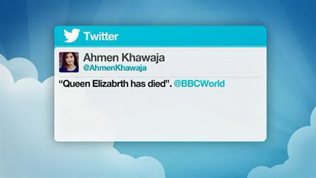 D&ograve;ng tin g&acirc;y b&atilde;o với nội dung &lsquo;Nữ ho&agrave;ng Elizabeth qua đời&rsquo; của nữ ph&oacute;ng vi&ecirc;n BBC