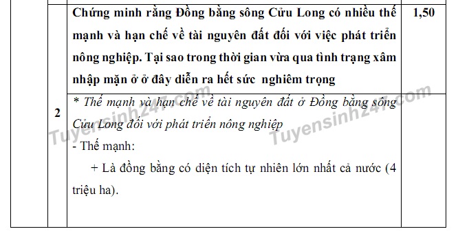 Đ&aacute;p &aacute;n đề thi m&ocirc;n Địa l&iacute; tốt nghiệp THPT Quốc gia năm 2016