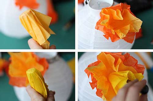 Tạo hình cho ô vuông giấy nhỏ khác sau đó dán chồng lên ô vuông vừa dán. Ở mỗi điểm dán 3 hình vuông chồng lên nhau.  